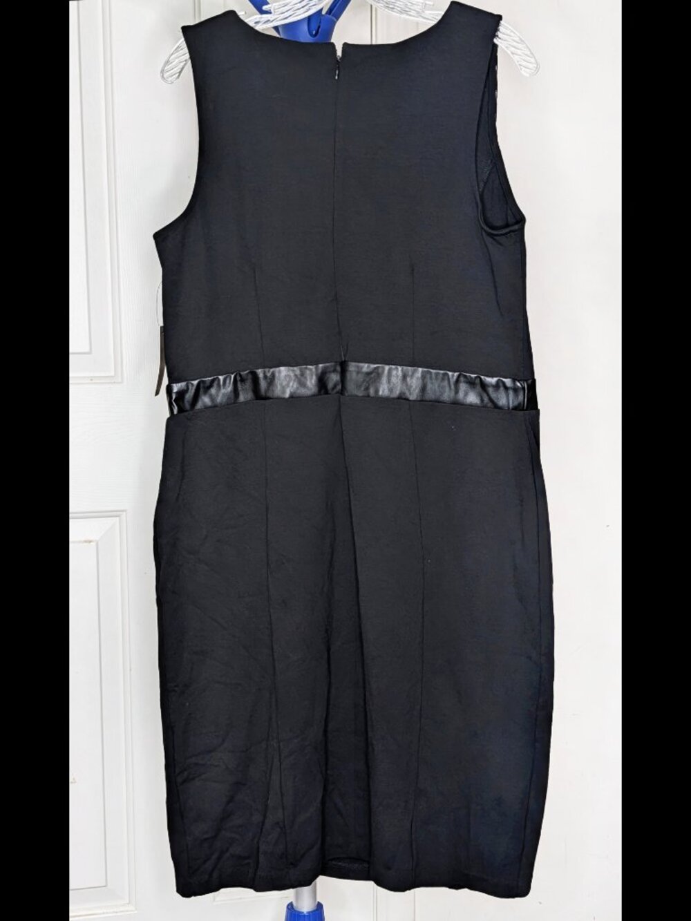 Fabulous NWT ELOQUII Sz 14 Black & Black Pleather Sheath Stretch Bodycon Dress - Picture 2 of 2